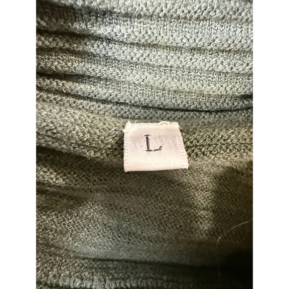 Womens Green Textured Turtleneck Sweater Long Sleeve Size L - Picture 7 of 8